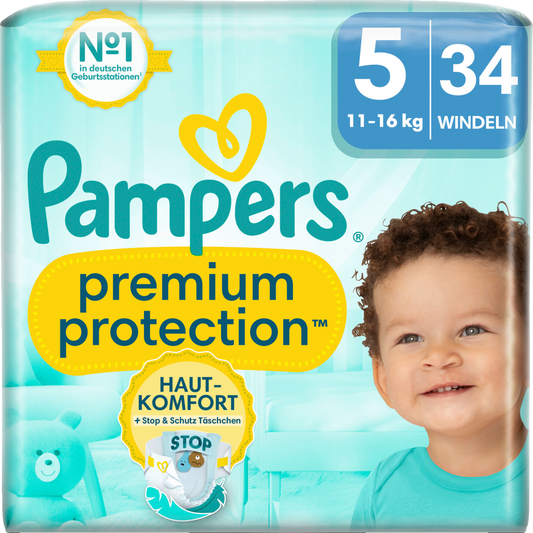 Pampers Premium Protection T5 Junior 11-16kg (34 pces) Sachet