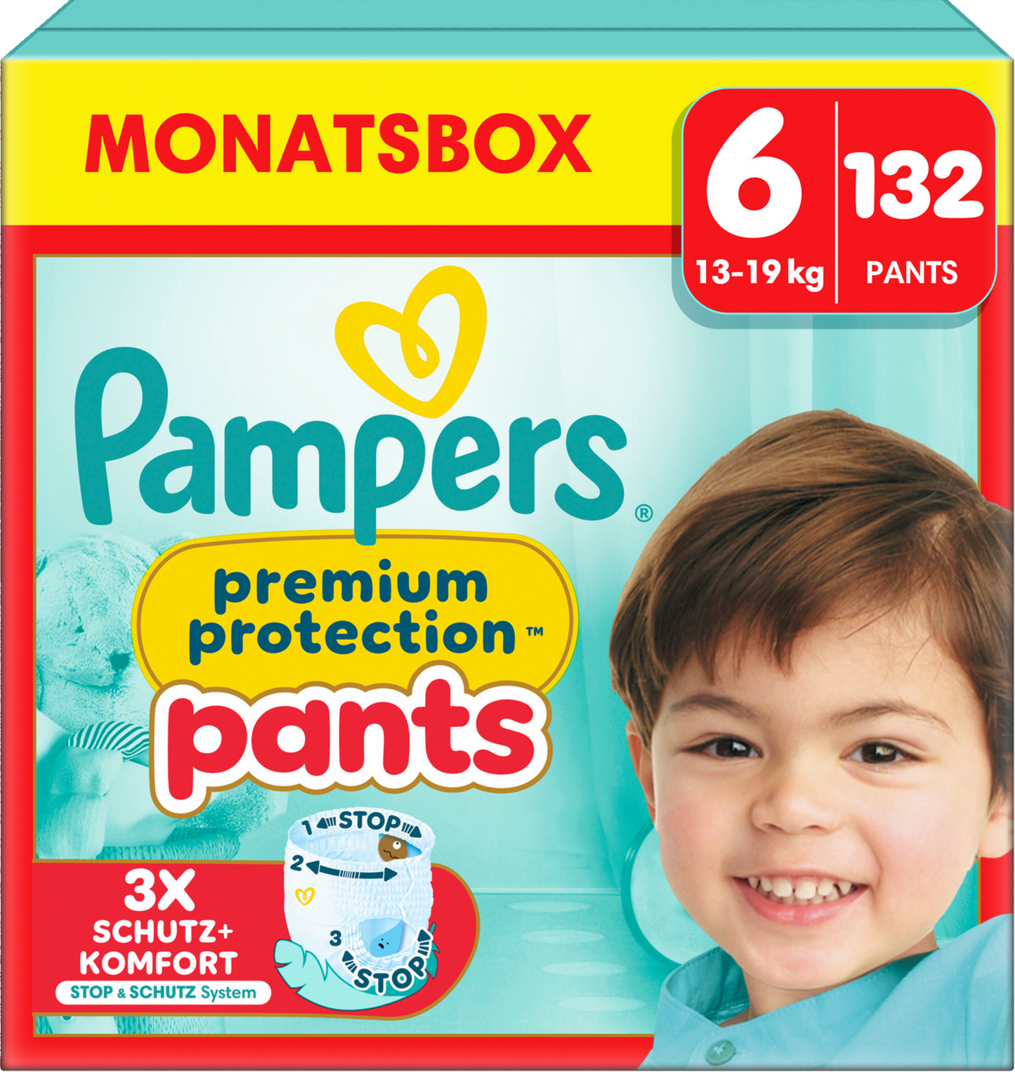 Pampers Premium Protection Pants T6 Extra Large 13-19kg (132 pces) Pack mensuel