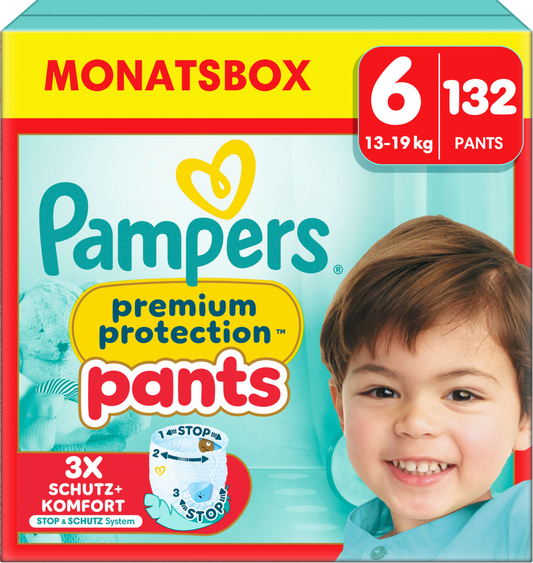 Pampers Premium Protection Pants T6 Extra Large 13-19kg (132 pces) Pack mensuel