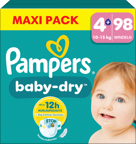 Pampers Baby-Dry T4+ Maxi Plus 10-15kg (98 pces) Maxi Pack