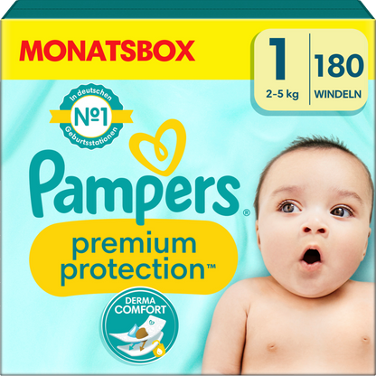 Ensemble nouveau-né : Pampers Premium Protection Pack mensuel T1 + cassettes Sangénic + matelas à langer