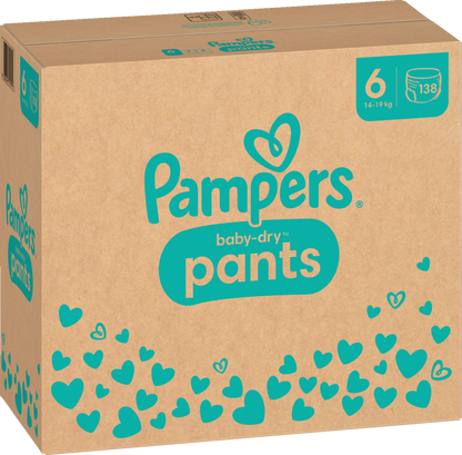 Pampers Baby-Dry PANTS T6 XL 14-19kg (138 pces) Pack mensuel