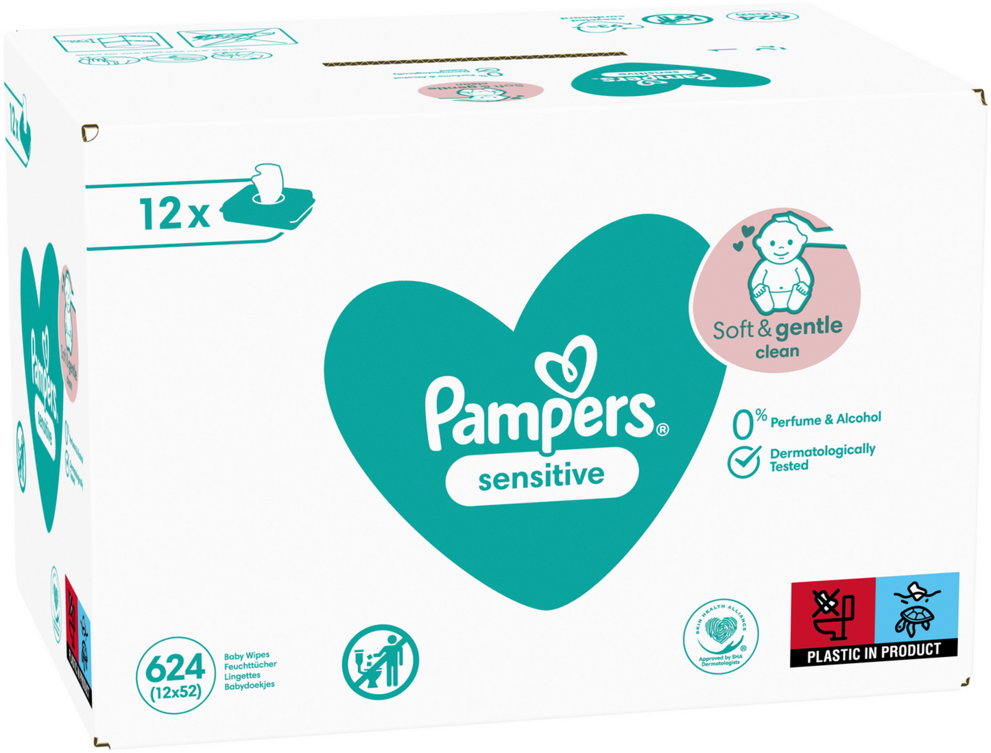 Pampers Lingettes humides Sensitive (12 x 52 pces)