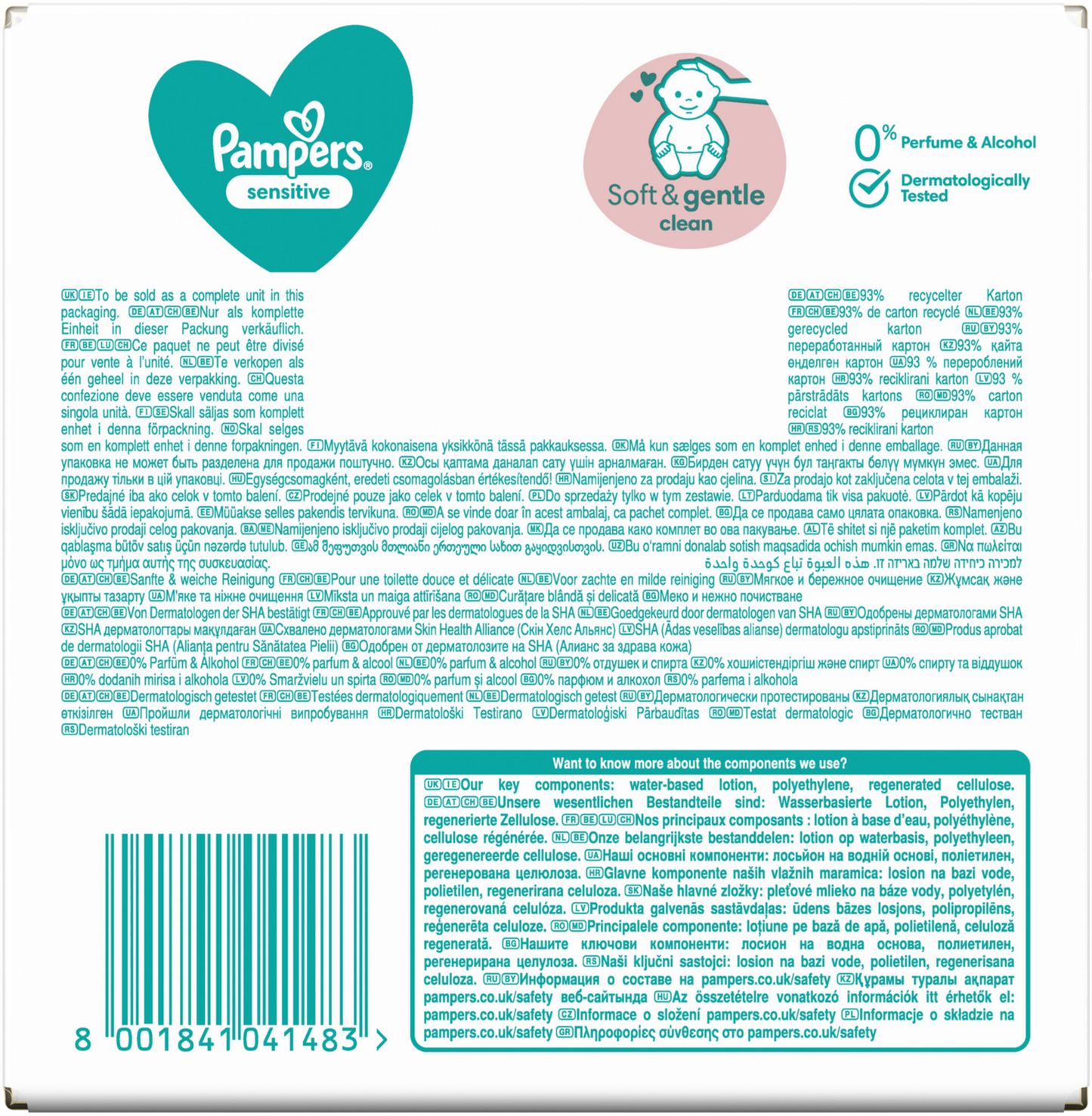 Pampers Lingettes humides Sensitive (12 x 52 pces)