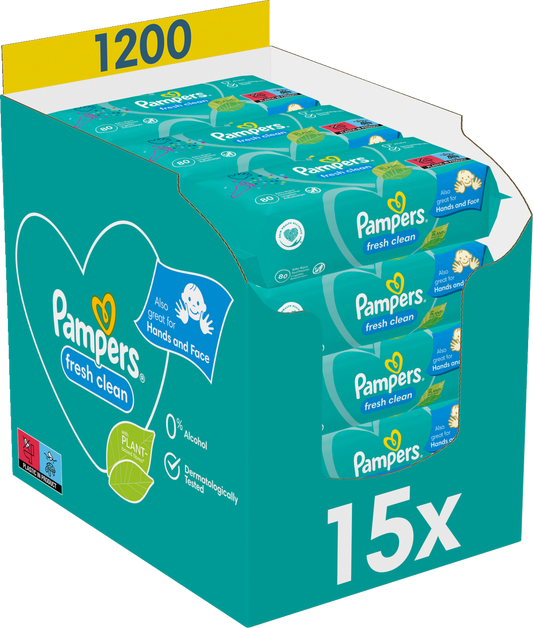 Pampers Fresh Clean Lingettes (15 x 80 pces)