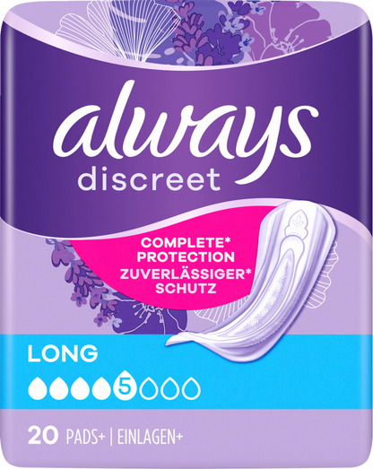 Always Discreet Protections Incontinence Long (80 pcs) Paquet Mensuel