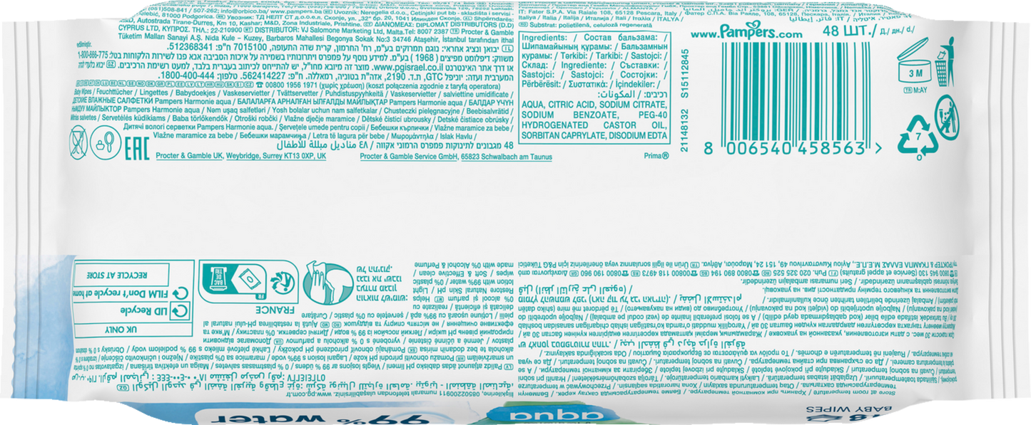 Pampers Harmonie Aqua Lingettes (48 pces)