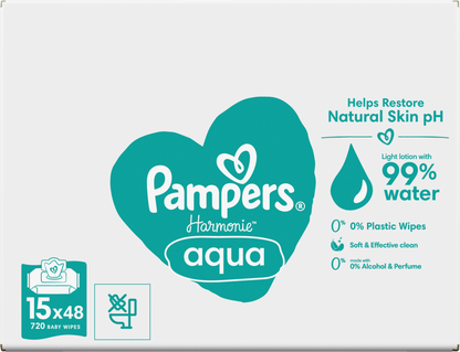 Pampers Harmonie Aqua Lingettes (15 x 48 pces)