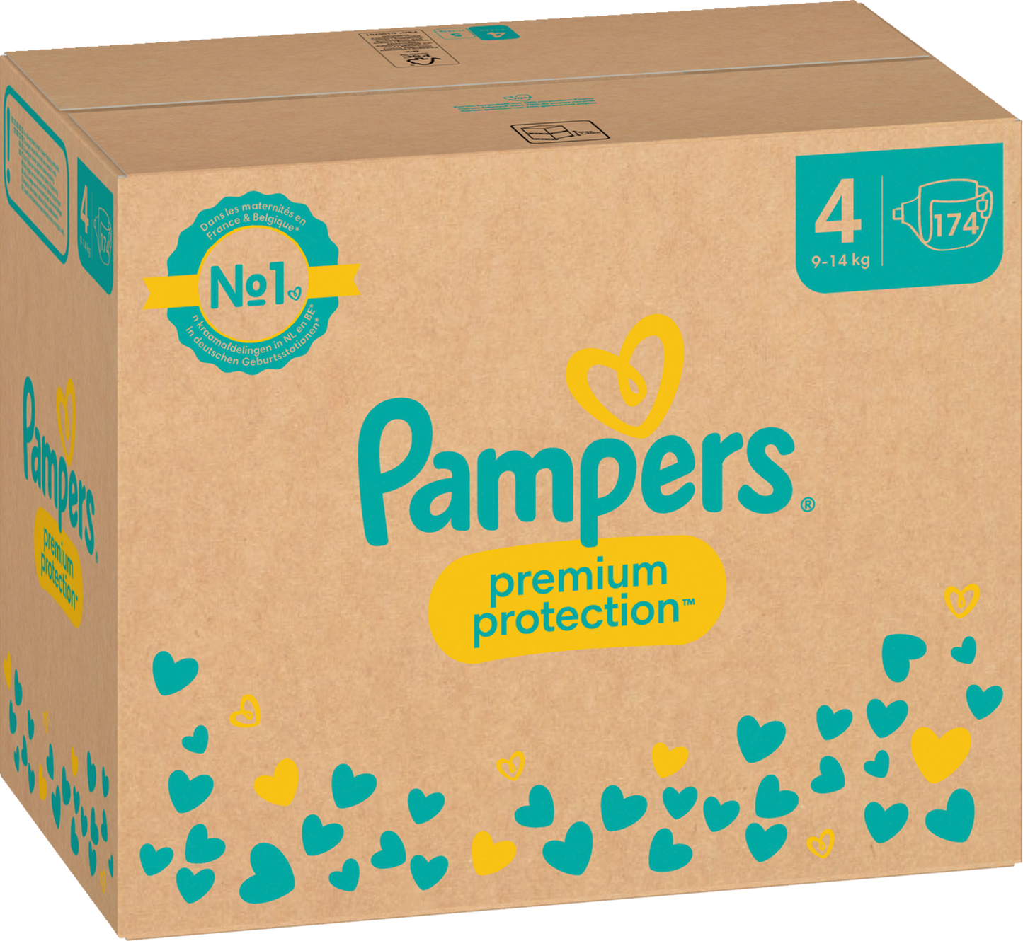 Pampers Premium Protection T4 Maxi 9-14kg (174 pces) Pack mensuel