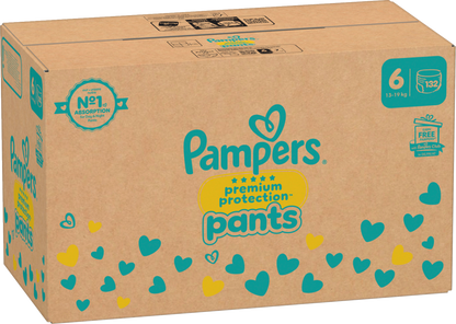 Pampers Premium Protection Pants T6 Extra Large 13-19kg (132 pces) Pack mensuel