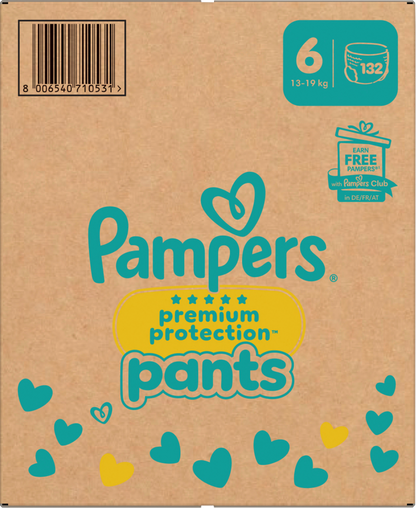 Pampers Premium Protection Pants T6 Extra Large 13-19kg (132 pces) Pack mensuel