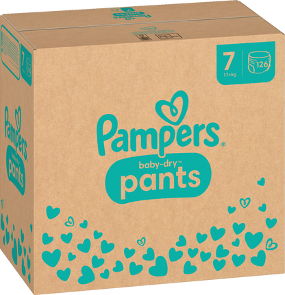 Pampers Baby-Dry PANTS T7 XXL +17kg (126 pces) Pack mensuel