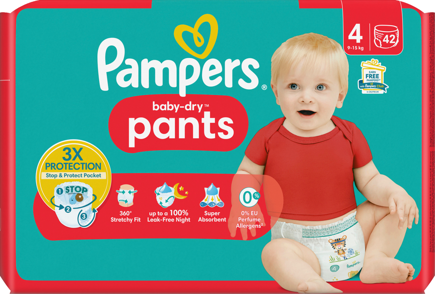 Pampers Baby-Dry PANTS T4 Maxi 9-15kg (2 x 42 pces)