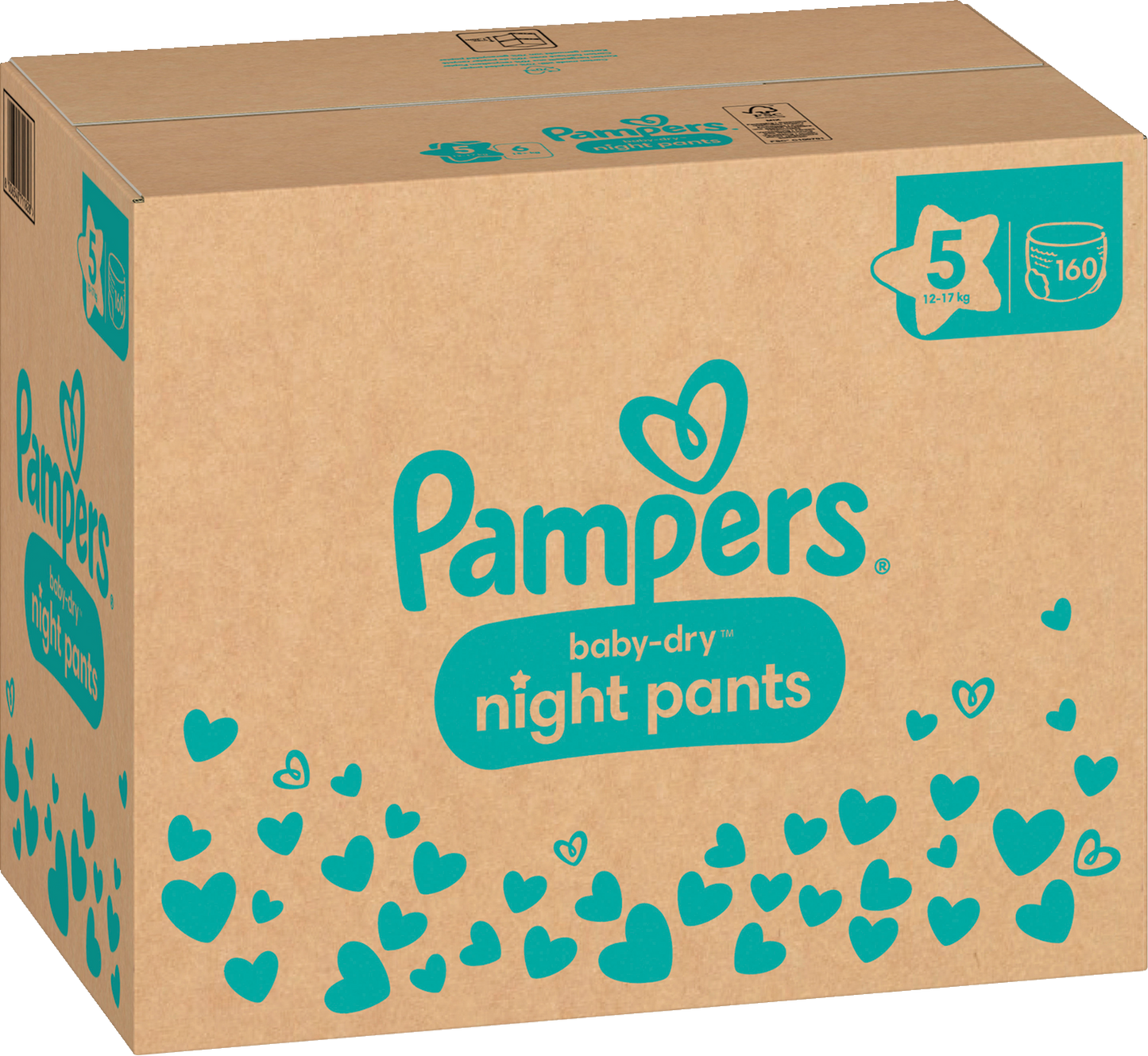 Pampers Baby-Dry Night Pants T5 Junior 12-17kg (160 pces) Pack mensuel