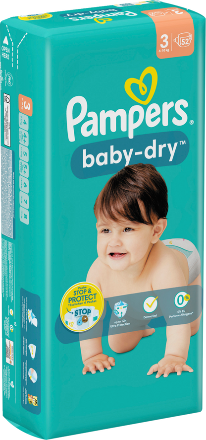 Pampers Baby-Dry T3 Midi 6-10kg (52 pces) Sachet