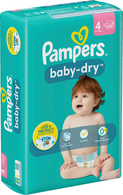 Pampers Baby-Dry T4 Maxi 9-14kg (45 pces) Sachet