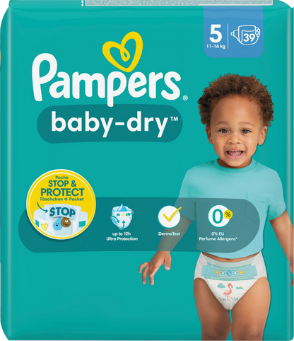 Pampers Baby-Dry T5 Junior 11-16kg (39 pces) Sachet