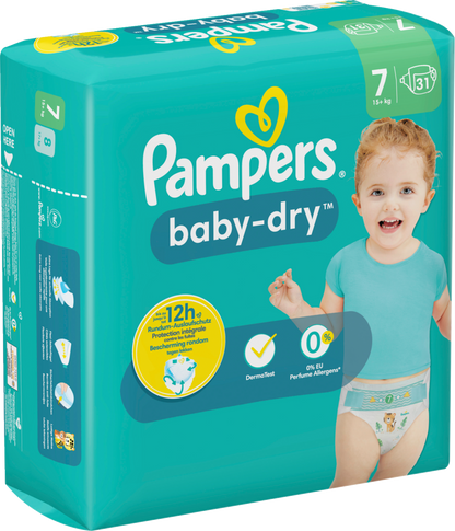 Pampers Baby-Dry T7 XXL 15+kg (31 pces) Sachet