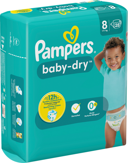 Pampers Baby Dry T8 Extra Large Plus 17+kg (28 pces) Sachet