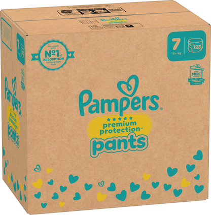 Pampers Premium Protection Pants T7 XXL 15+kg (123 pces) pack mensuel