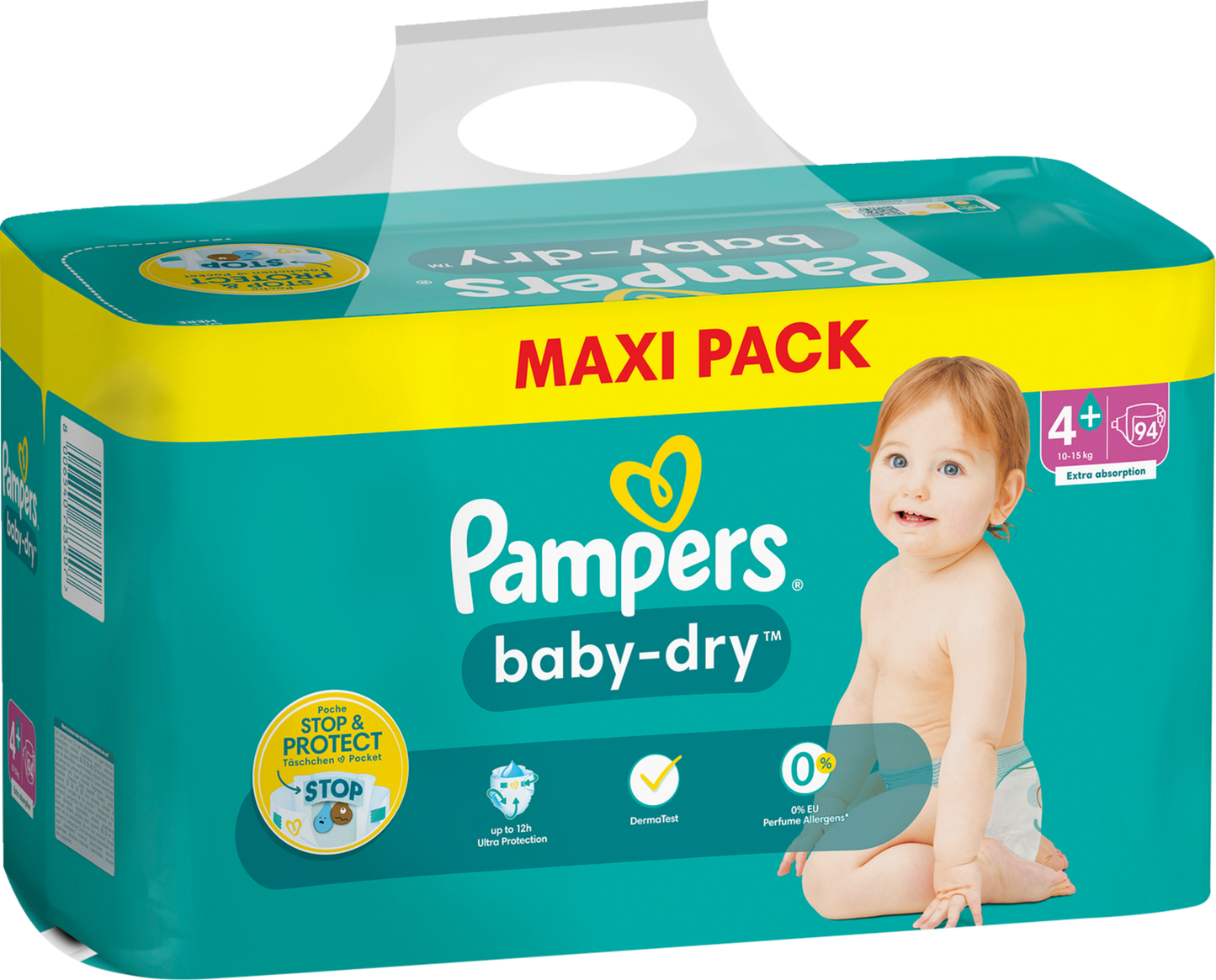 Pampers Baby-Dry T4+ Maxi Plus 10-15kg (94 pces) Maxi Pack