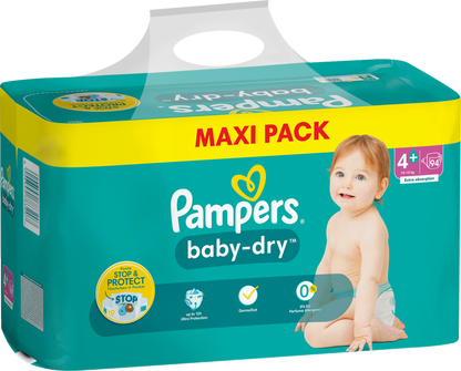 Pampers Baby-Dry T4+ Maxi Plus 10-15kg (94 pces) Maxi Pack