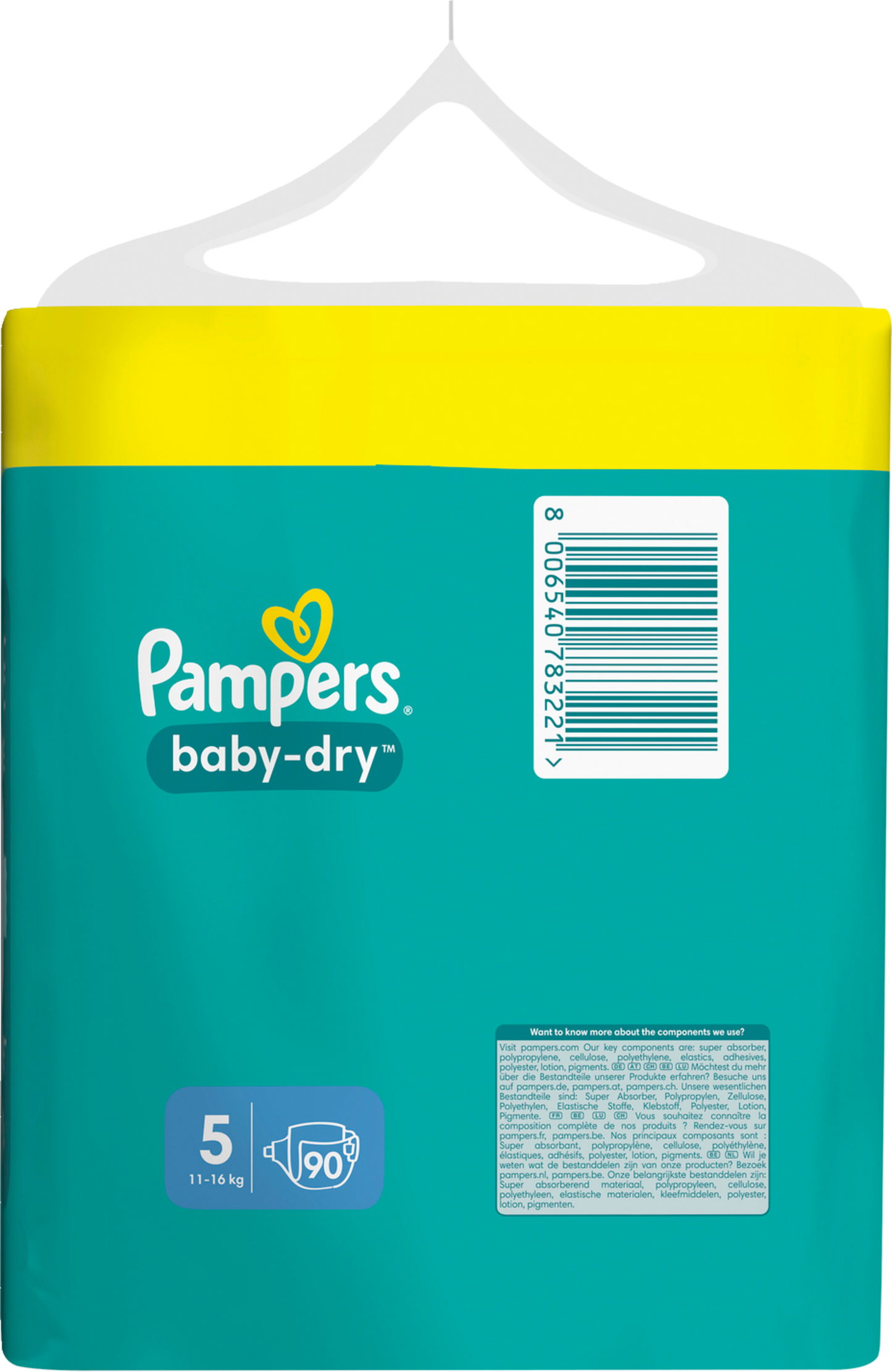 Pampers Baby-Dry T5 Junior 11-16kg (90 pces) Maxi Pack