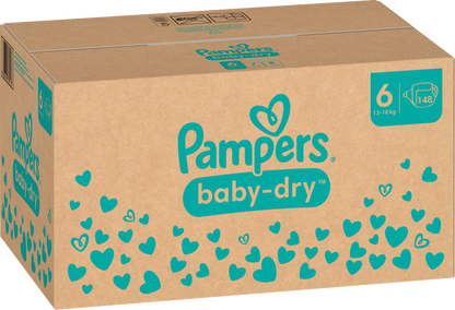 Pampers Baby-Dry T6 Extra Large 13-18kg (148 pces) Pack mensuel