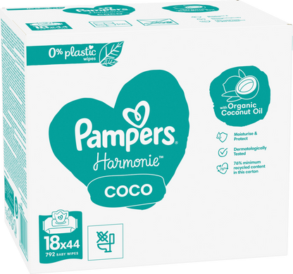 Pampers Harmonie Coco Lingettes (18 x 42 pces)