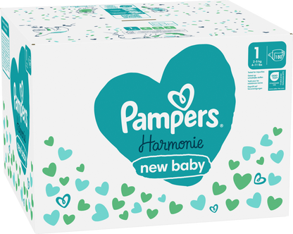 Pampers Harmonie T1 Newborn 2-5kg (180 pces) Pack mensuel