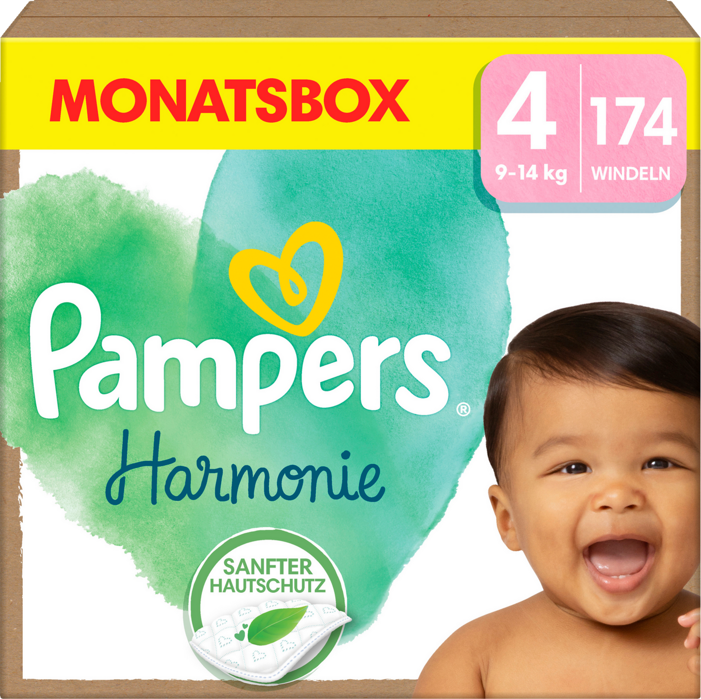 Pampers Harmonie T4 Maxi 9-14kg (174 pces) Pack mensuel