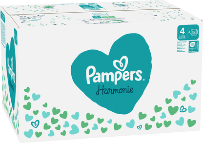 Pampers Harmonie T4 Maxi 9-14kg (174 pces) Pack mensuel