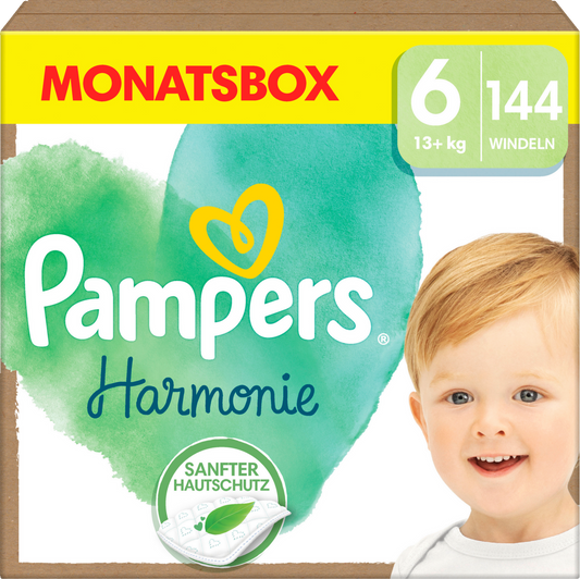 Pampers Harmonie T6 XL 13+kg (144 pces) Pack mensuel
