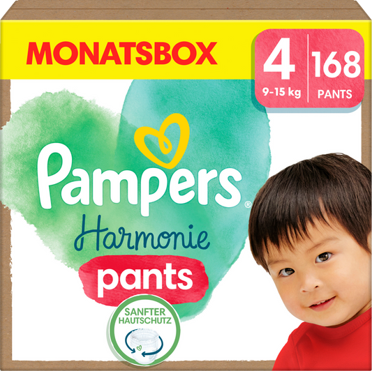 Pampers Harmonie Pants T4 Maxi 9-15kg (168 pces) Pack mensuel