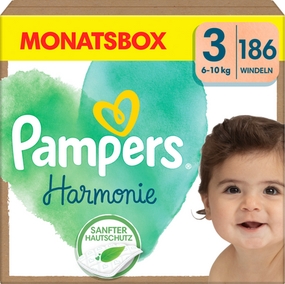 Pampers Harmonie T3 Midi 6-10kg (186 pces) Pack mensuel