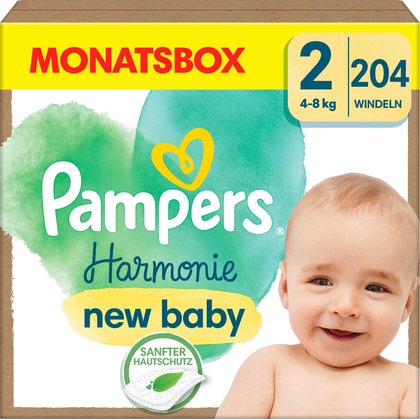 Pampers Harmonie T2 Mini 4-8kg (204 pces) Pack mensuel