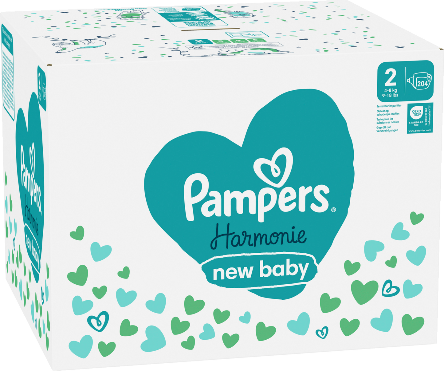 Pampers Harmonie T2 Mini 4-8kg (204 pces) Pack mensuel