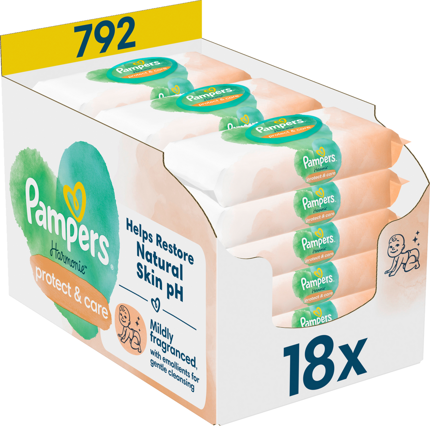 Pampers Harmonie Protect & Care Lingettes (18 x 44 pces)