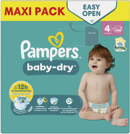 Pampers Baby-Dry T4 Maxi 9-14kg (108 pces) Maxi Pack