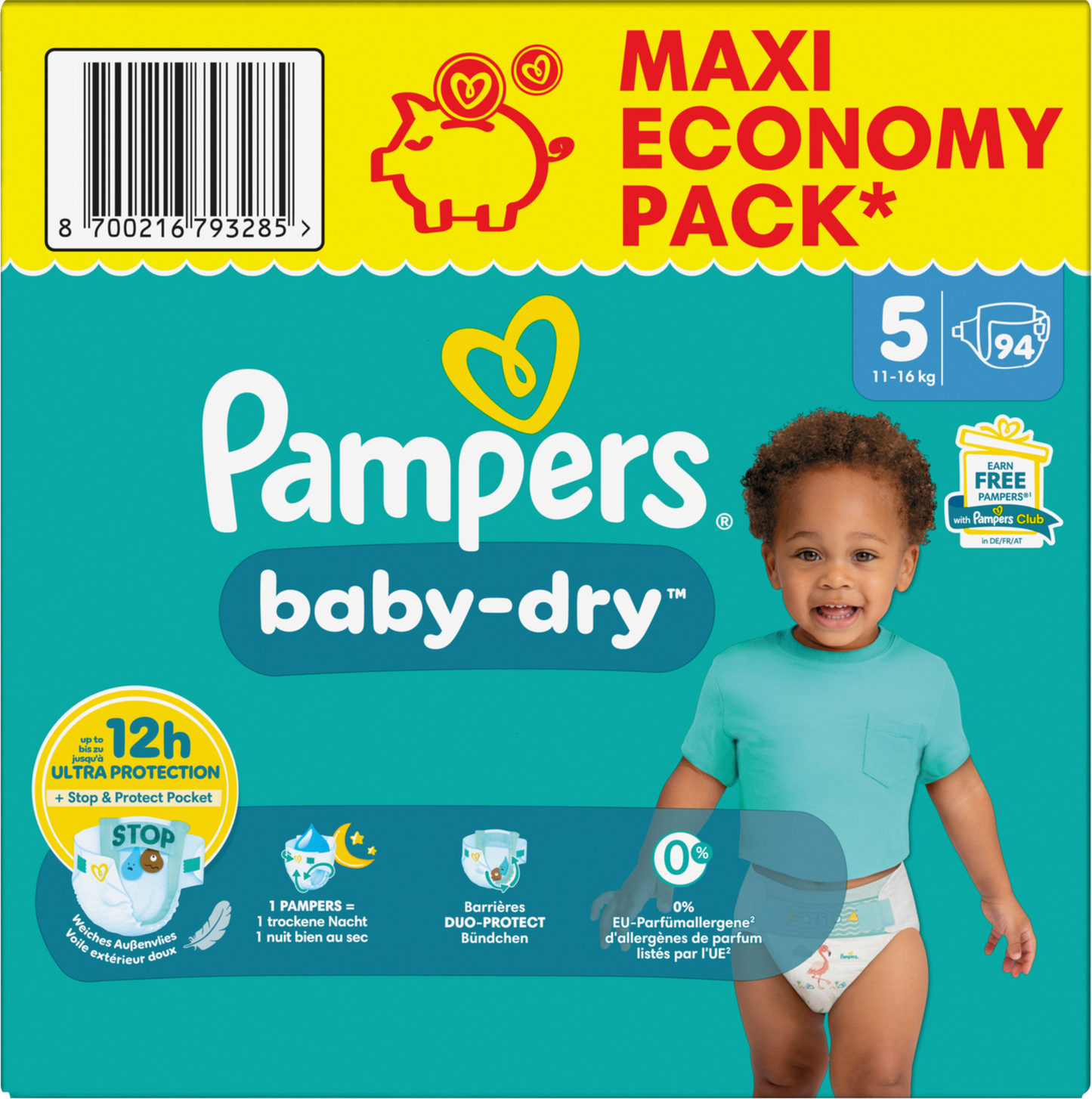 Pampers Baby-Dry T5 Junior 11-16kg (94 pces) Maxi Pack