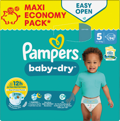 Pampers Baby-Dry T5 Junior 11-16kg (94 pces) Maxi Pack