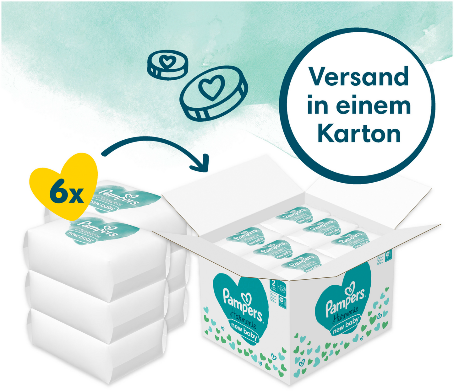 Pampers Harmonie T2 Mini 4-8kg (204 pces) Pack mensuel