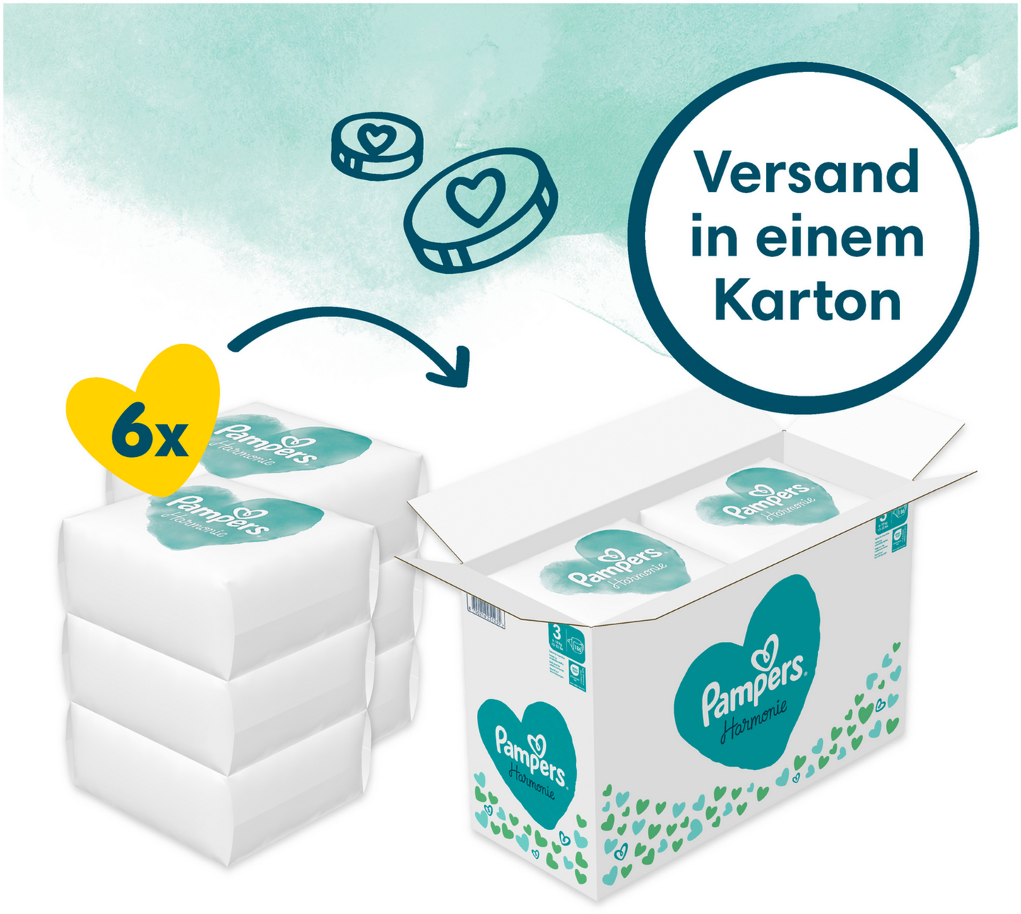 Pampers Harmonie T3 Midi 6-10kg (186 pces) Pack mensuel