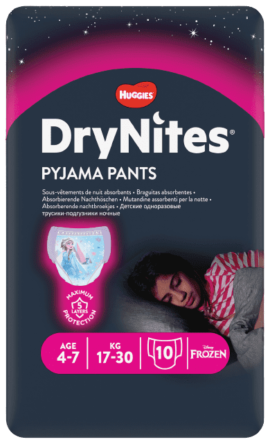 Huggies DryNites® culottes pour la nuit 4-7 ans (17-30 kg) fille (10 pces)