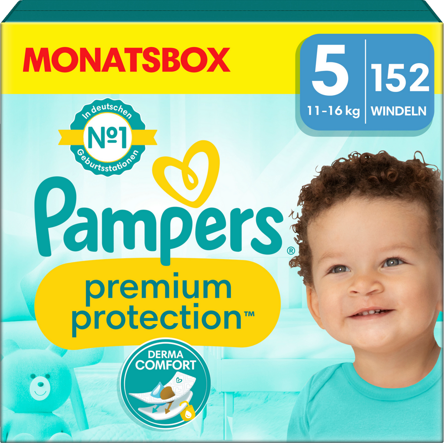 Pampers Premium Protection T5 Junior 11-16kg (152 pces) Pack mensuel