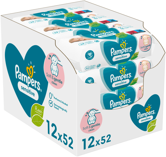 Pampers Lingettes humides Sensitive (12 x 52 pces)