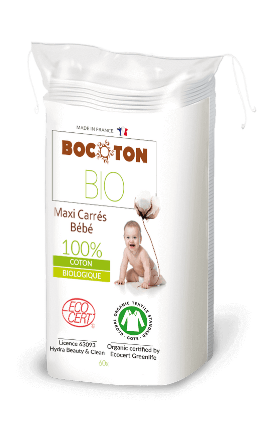 Bocoton Bio Maxi Carrés Bébé 90 X 120mm (60 pces)