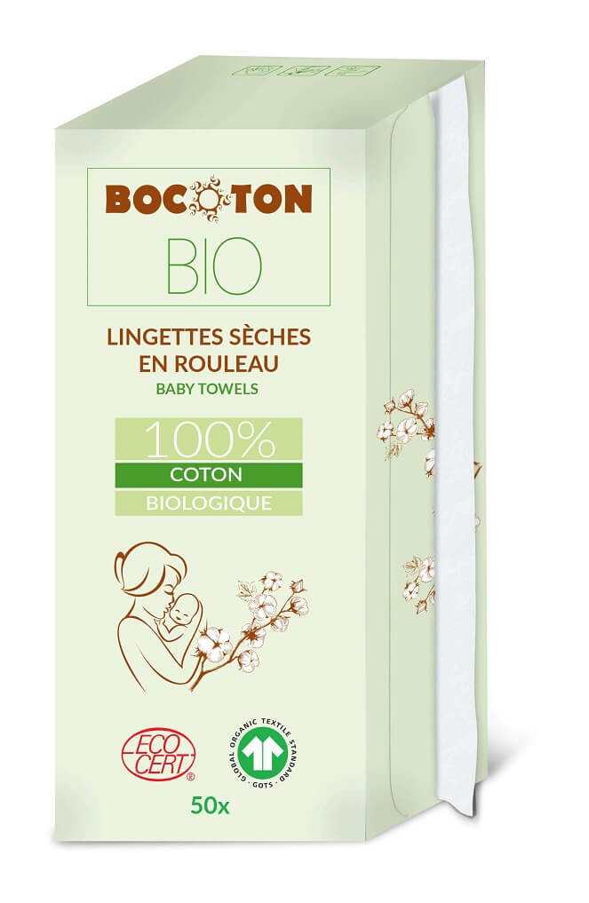 Bocoton Bio Lingettes Bébé Sèches (50 pces / Rouleau)