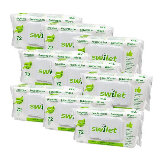 Swilet Lingettes pour visage&corps BIO (12 x 72 pces) Action 3 Carton