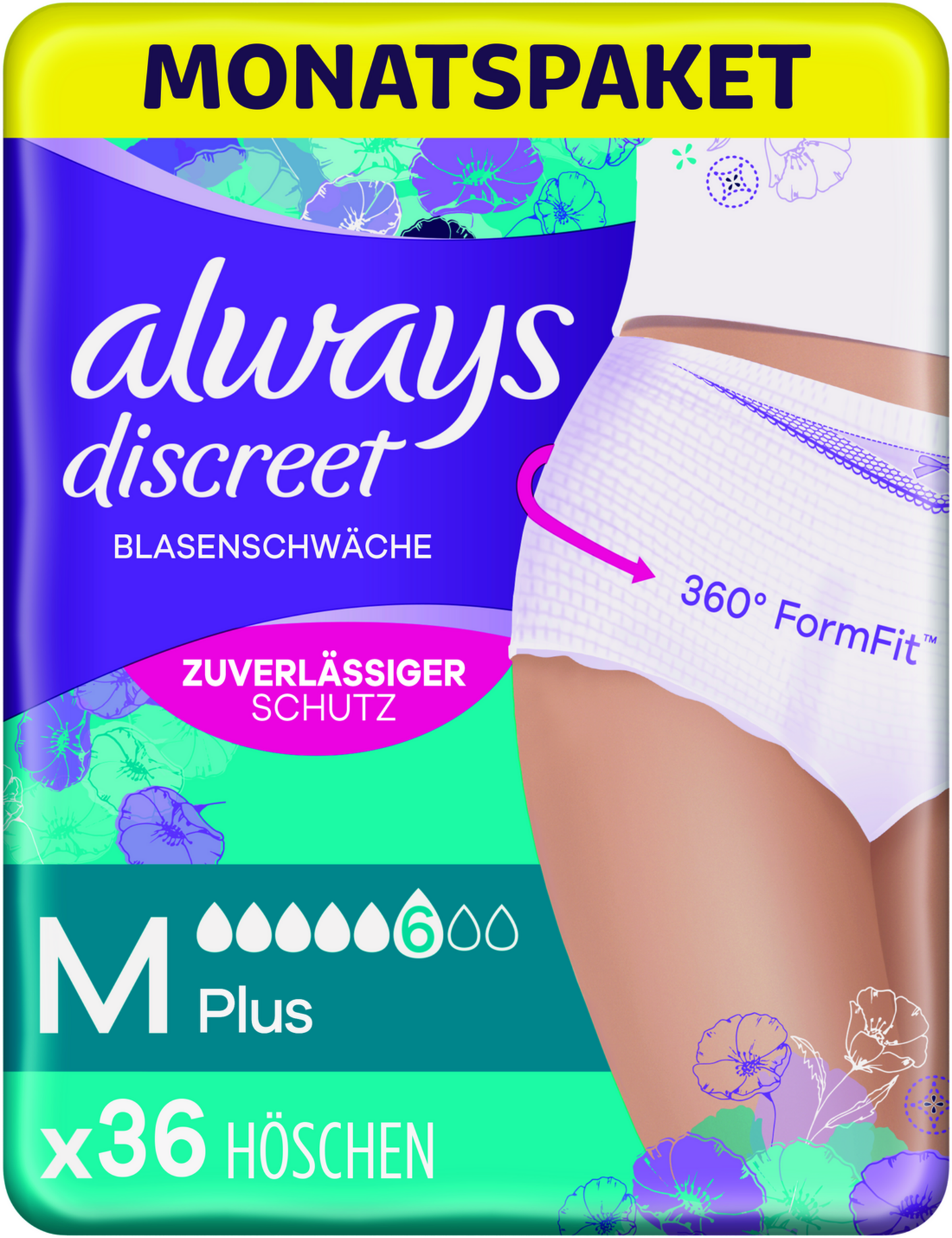 Always Discreet Culottes Plus TM (36 pcs) Paquet Mensuel